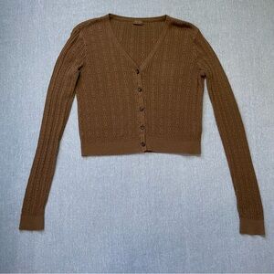 John Galt Brown Shannon Pointelle Cardigan in Brown